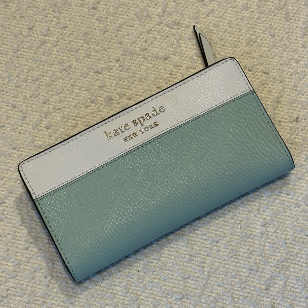 Kate Spade Mint and White Color Block Wallet